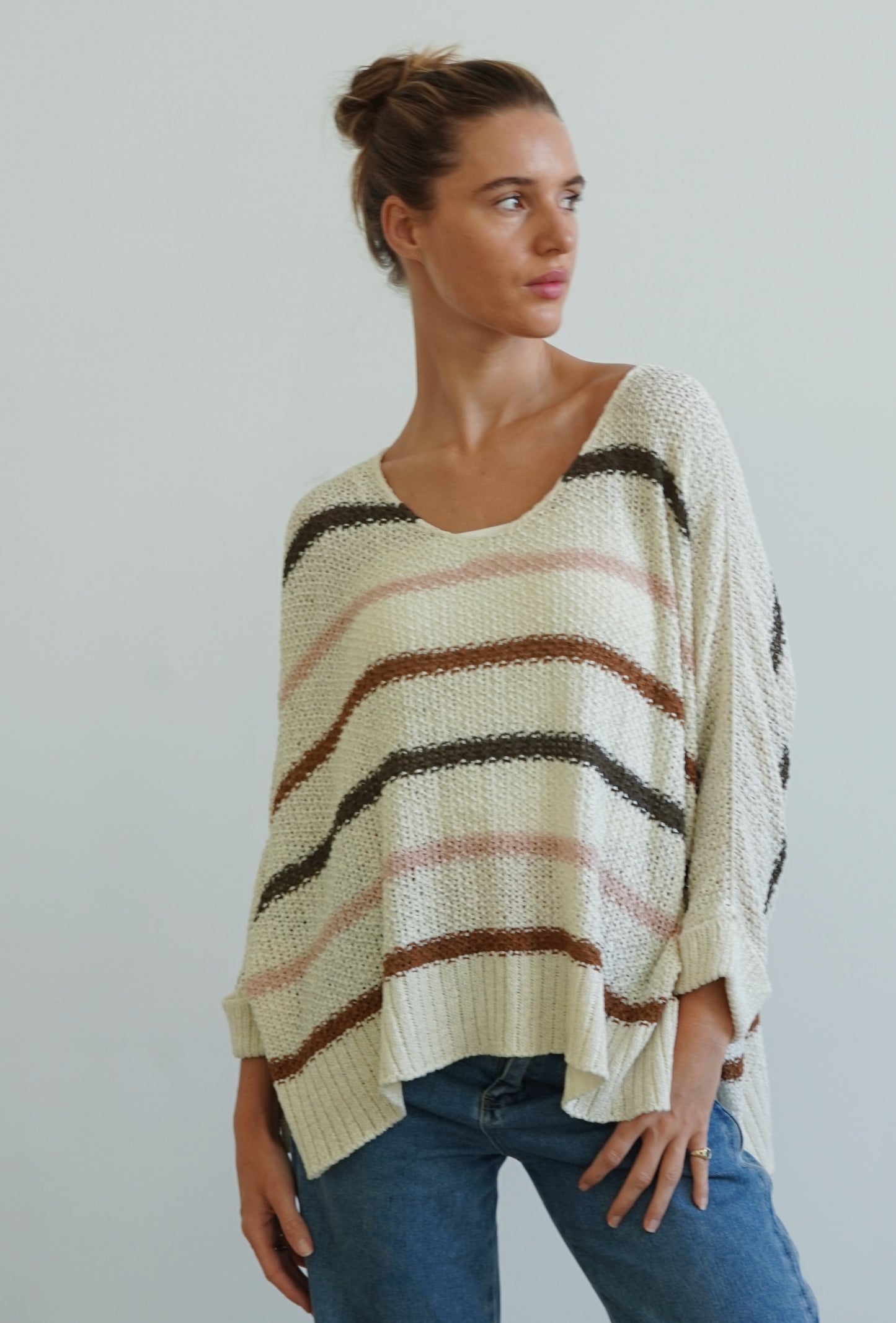 Worthier Emma Weave Cream Striped Knit