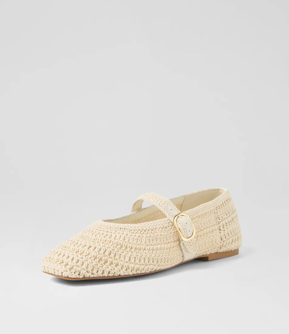 SIZE 7 / Mollini Prado Natural Woven Flat Shoes