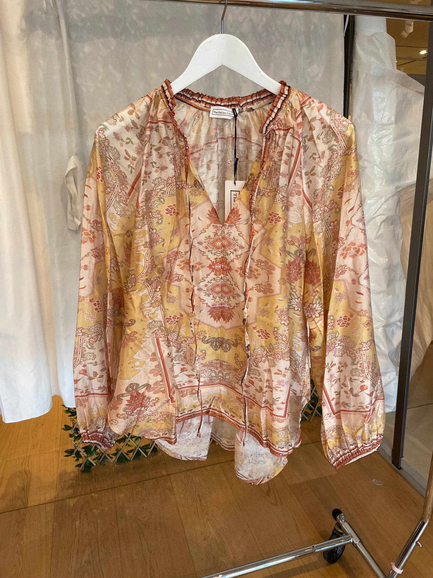 The Italian Closet Orange & Yellow Paisley Blouse