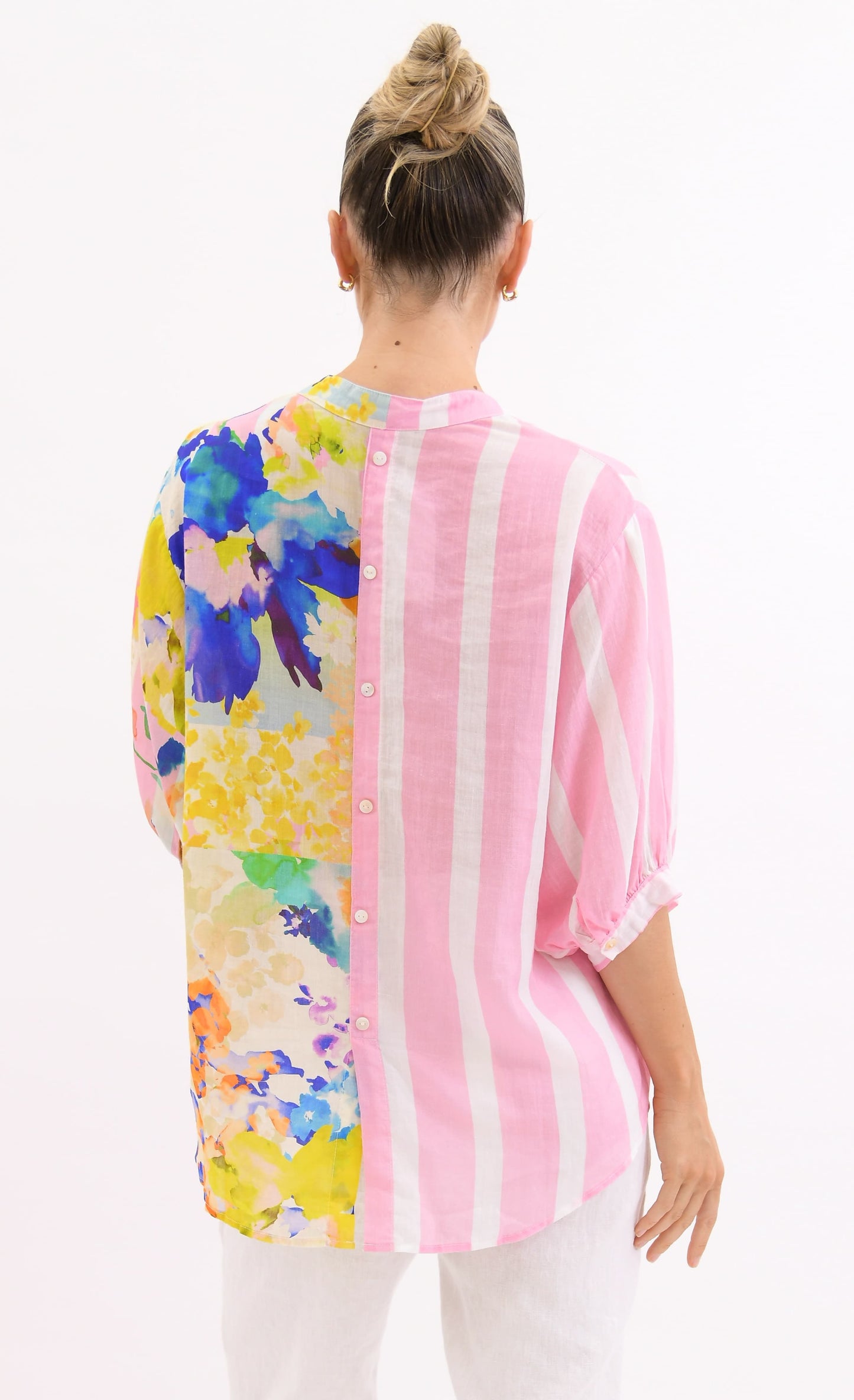 Worthier Lila Floral Linen Button Shirt