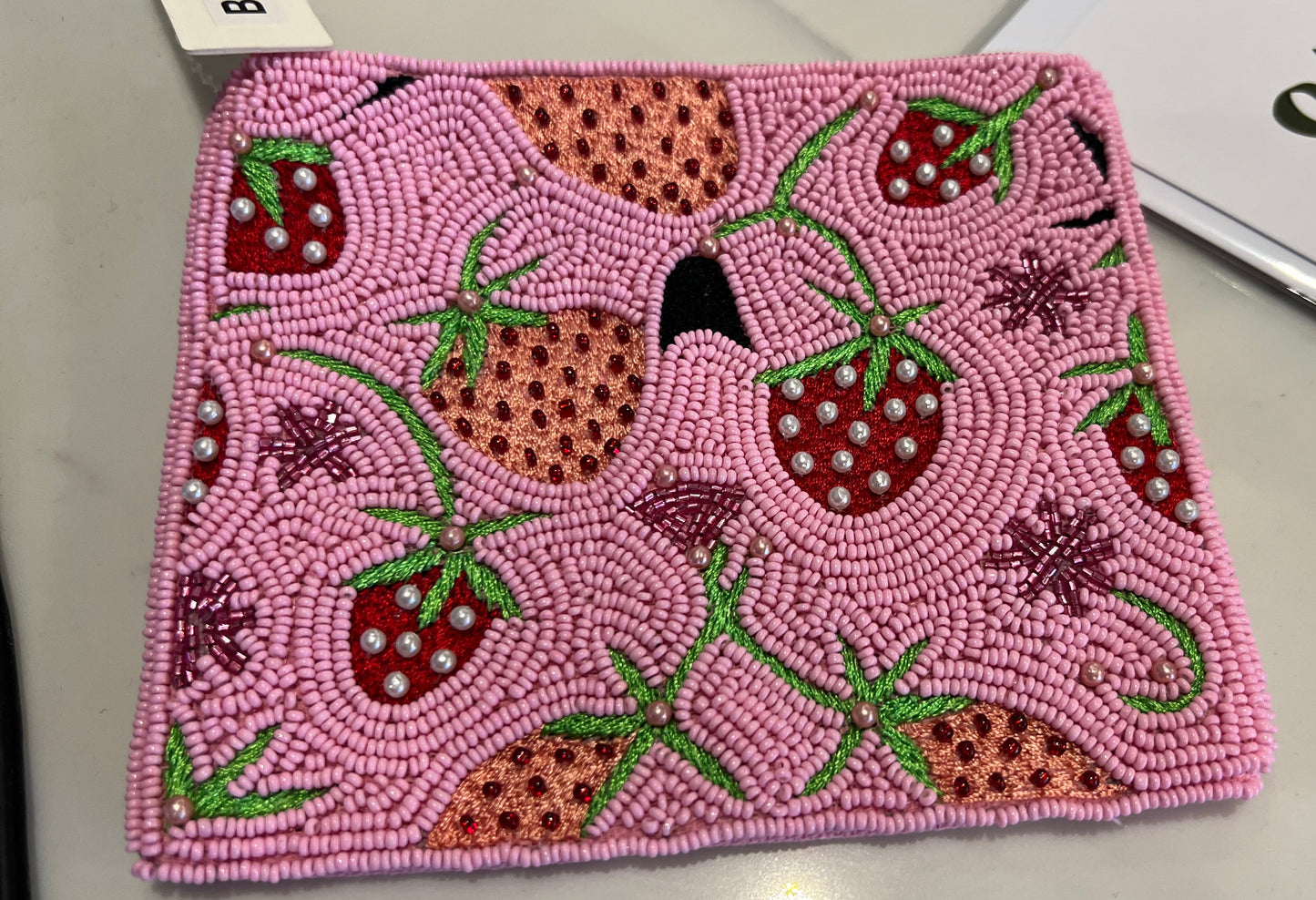 Strawberry beaded Pouch