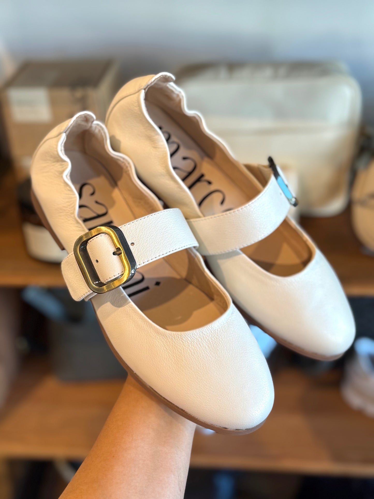Marco Santini Pickle Ivory Ballet Flats