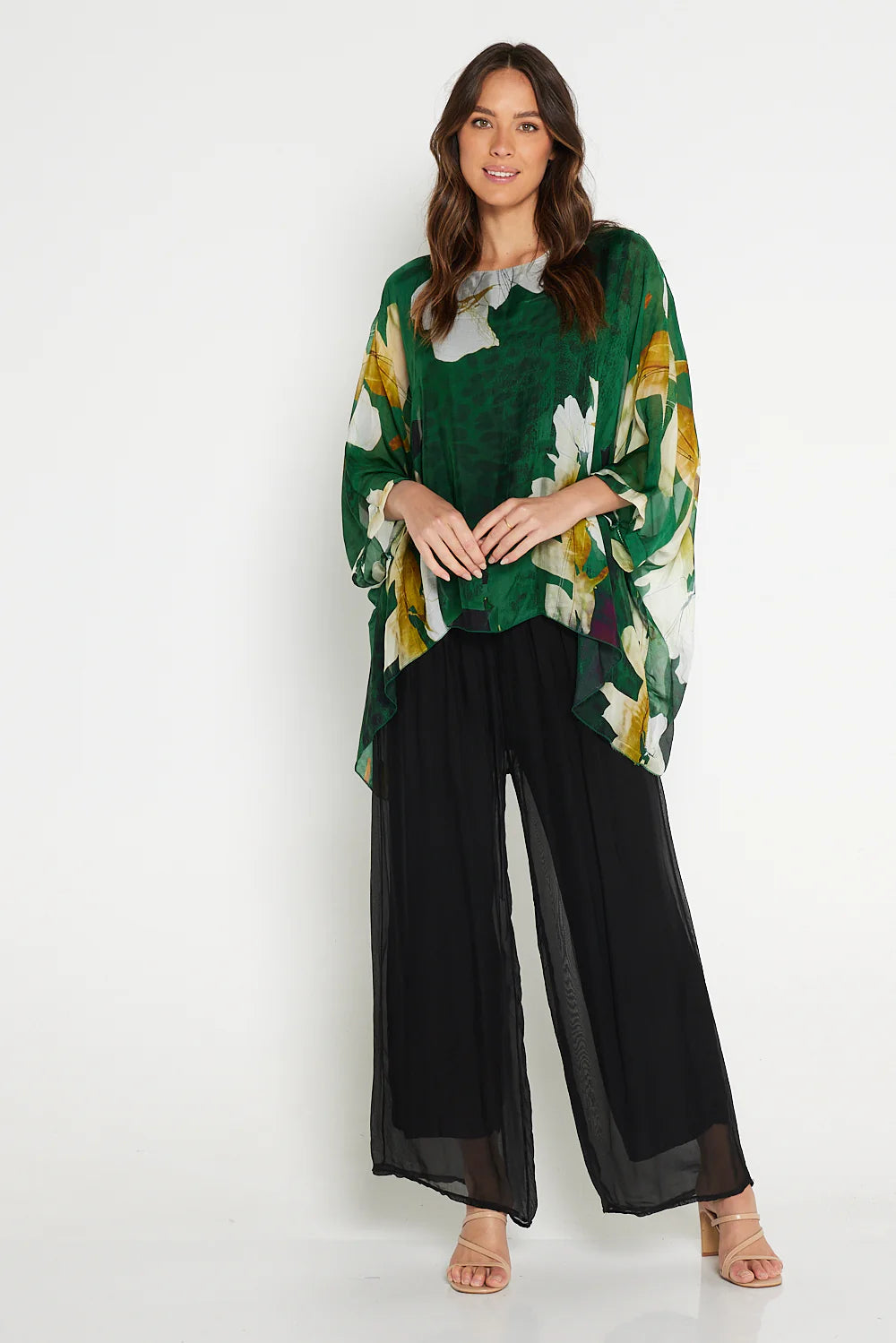 La Strada Arlette Black Silk Pants