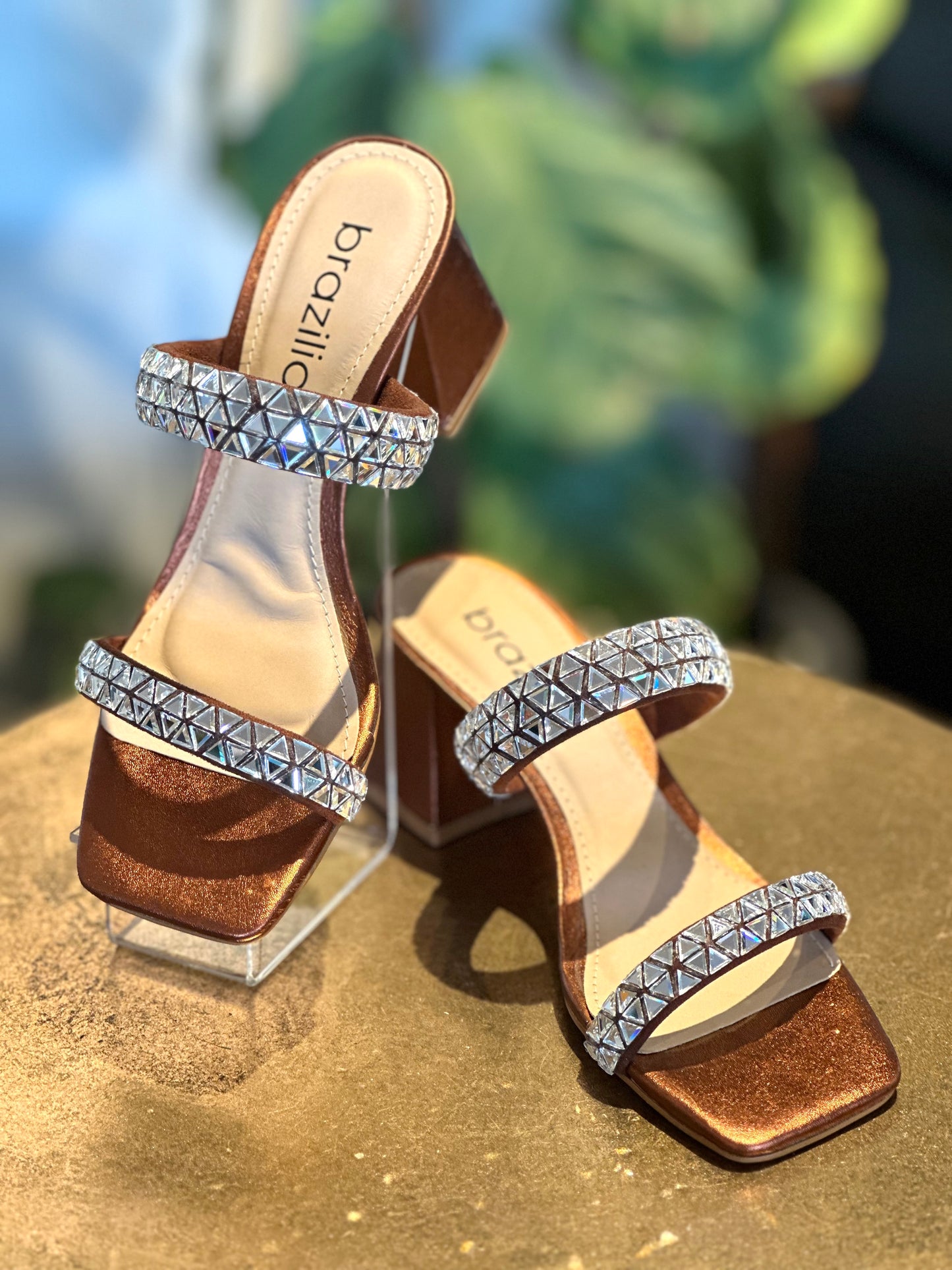 Brazilio Bronze Mirror Detailed Mule