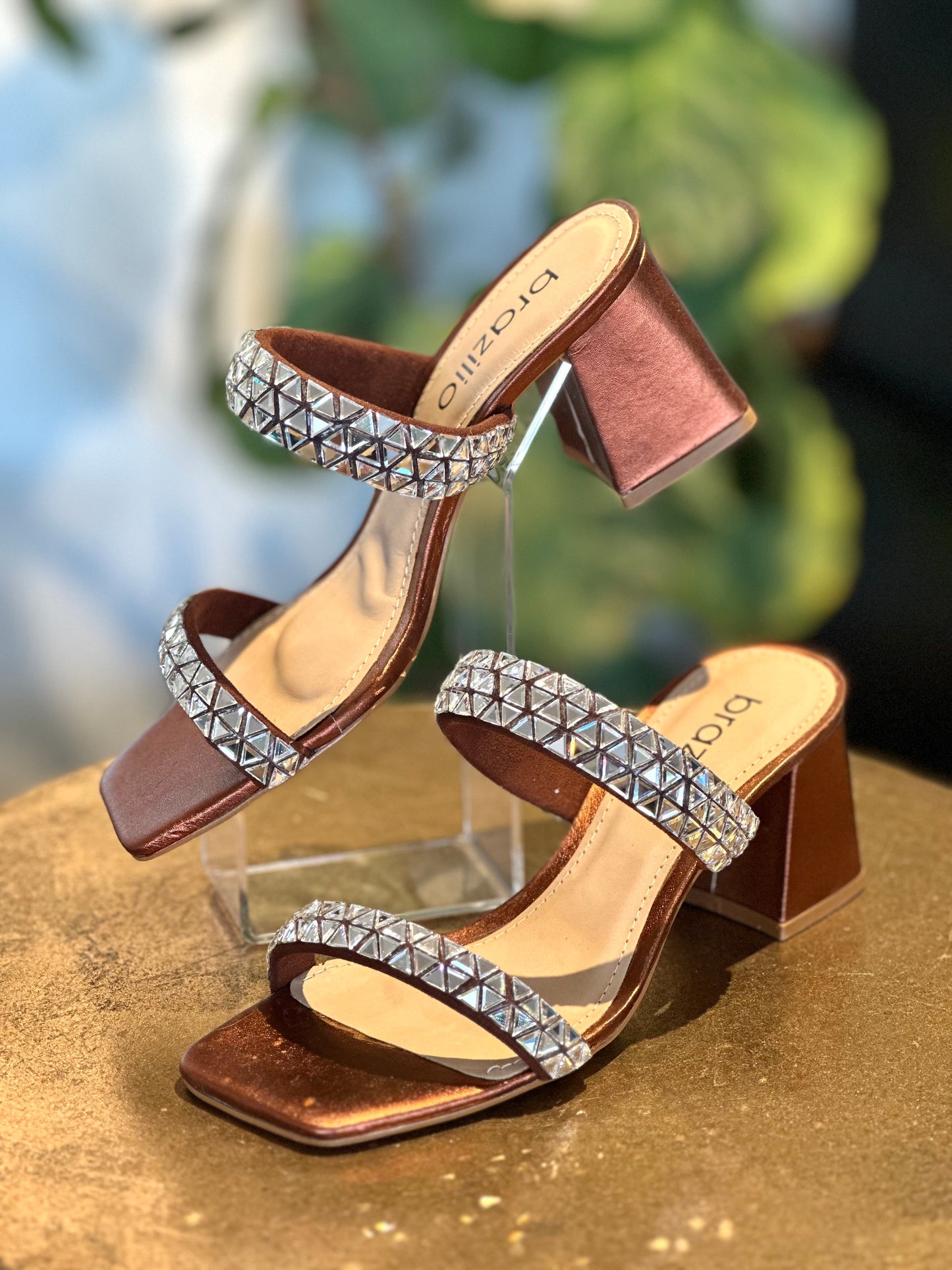 Brazilio Bronze Mirror Detailed Mule