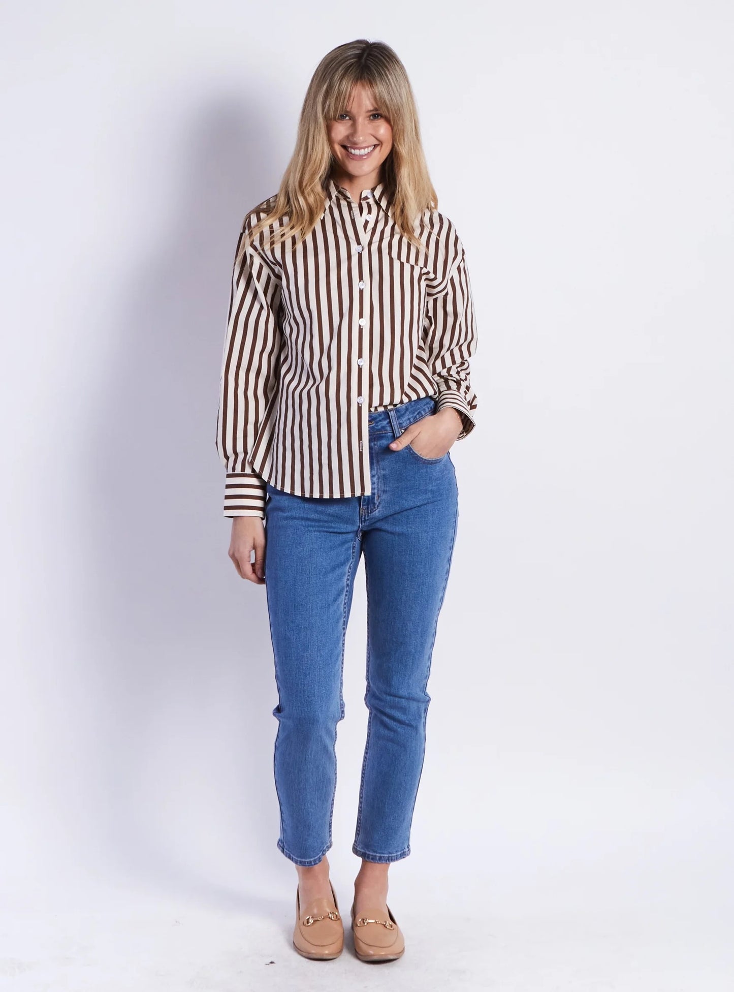 Leoni Ralph Chocolate Strips Shirt