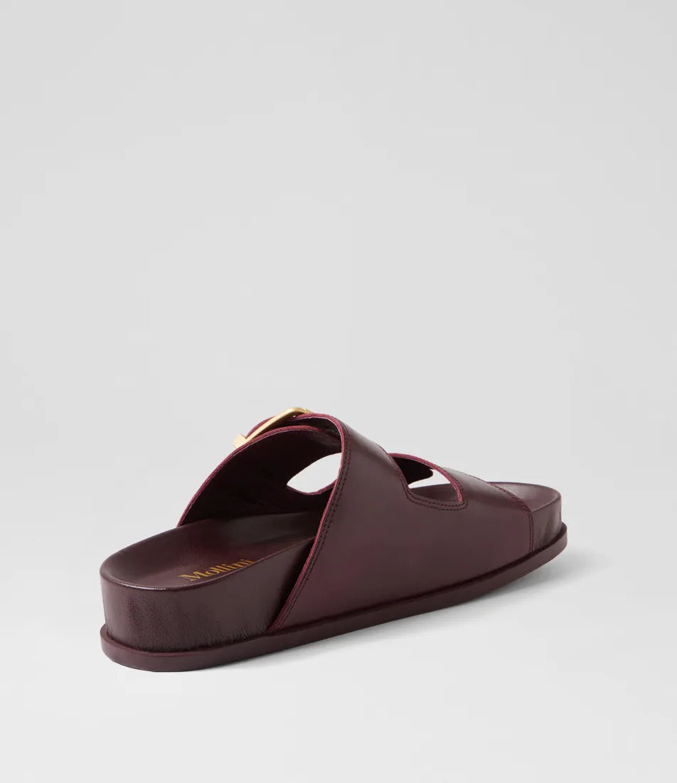 Mollini Celeste Burgundy Shine Leather Slides // SIZE 9/40