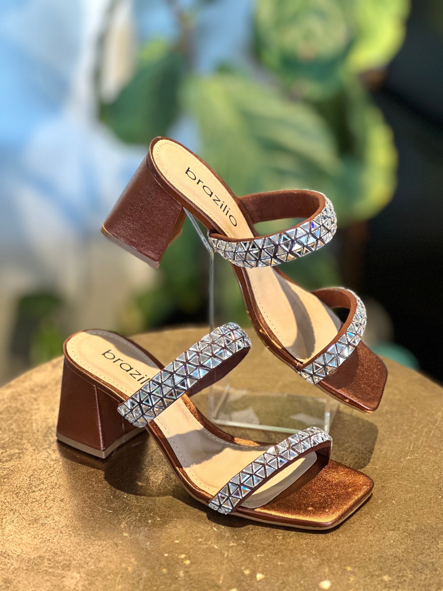 Brazilio Bronze Mirror Detailed Mule