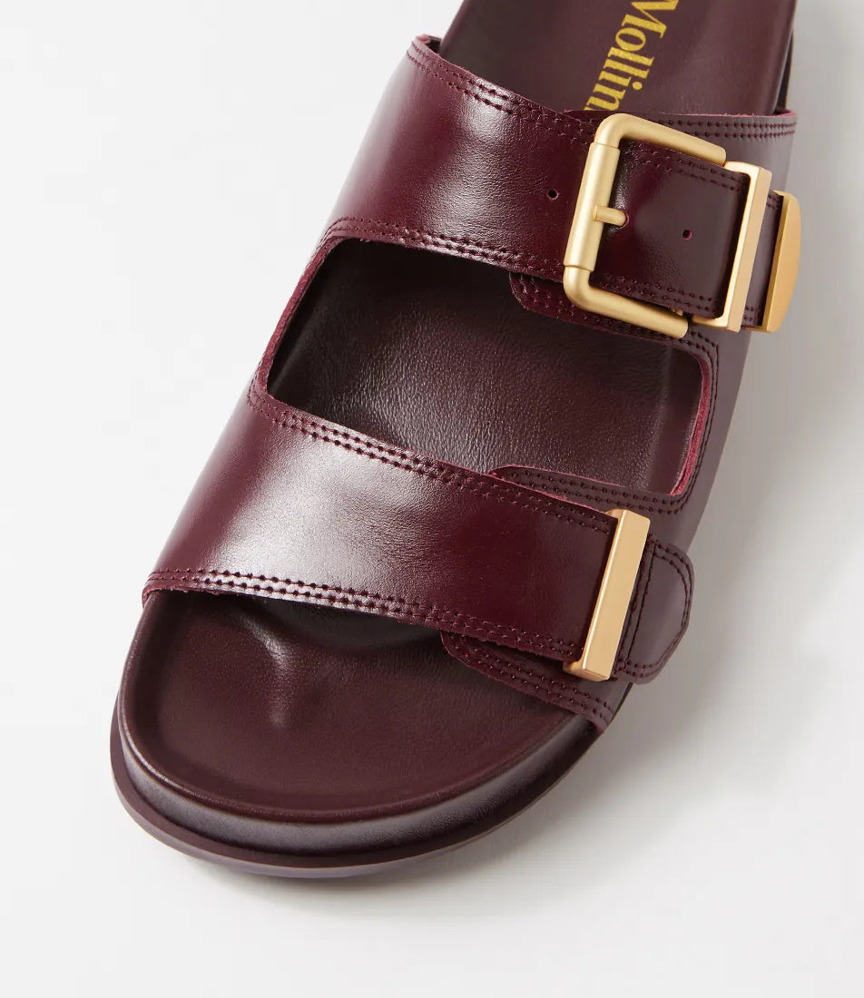 Mollini Celeste Burgundy Shine Leather Slides // SIZE 9/40