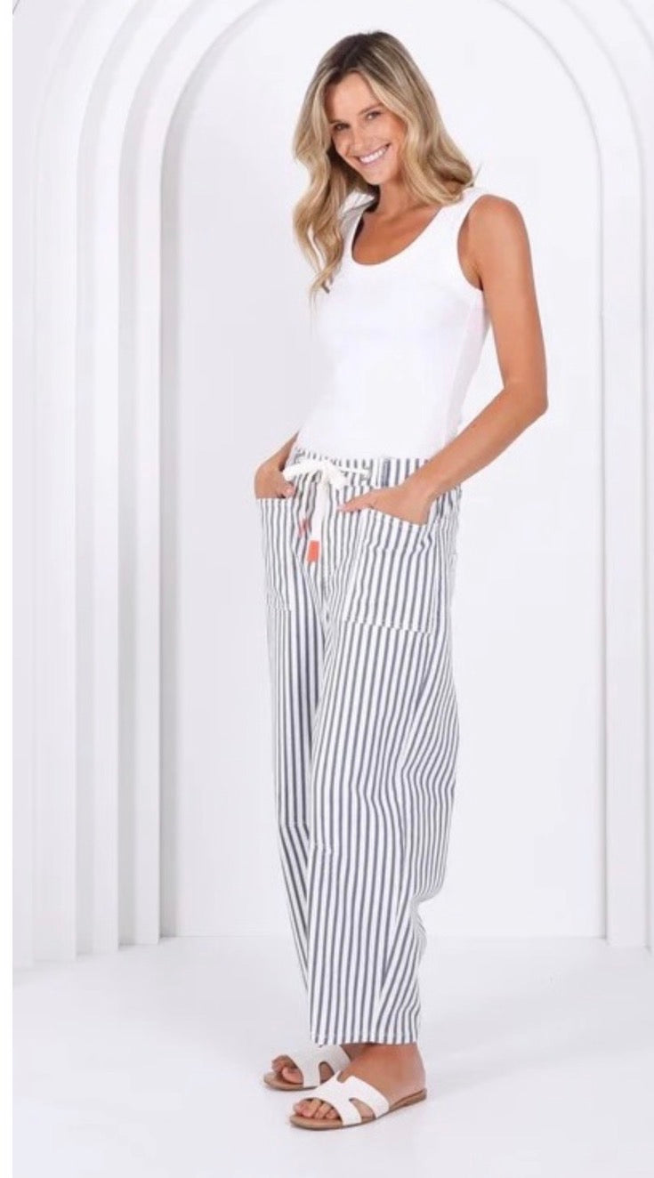 Monaco Jeans Barrel Jeans - Navy Stripe