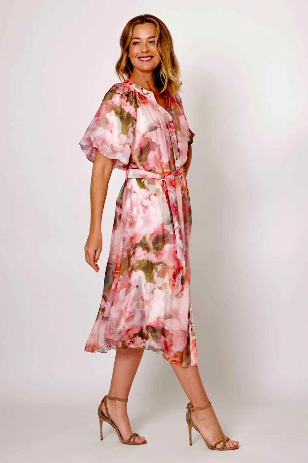 La Strada Amara Pink/Olive Shirt Dress