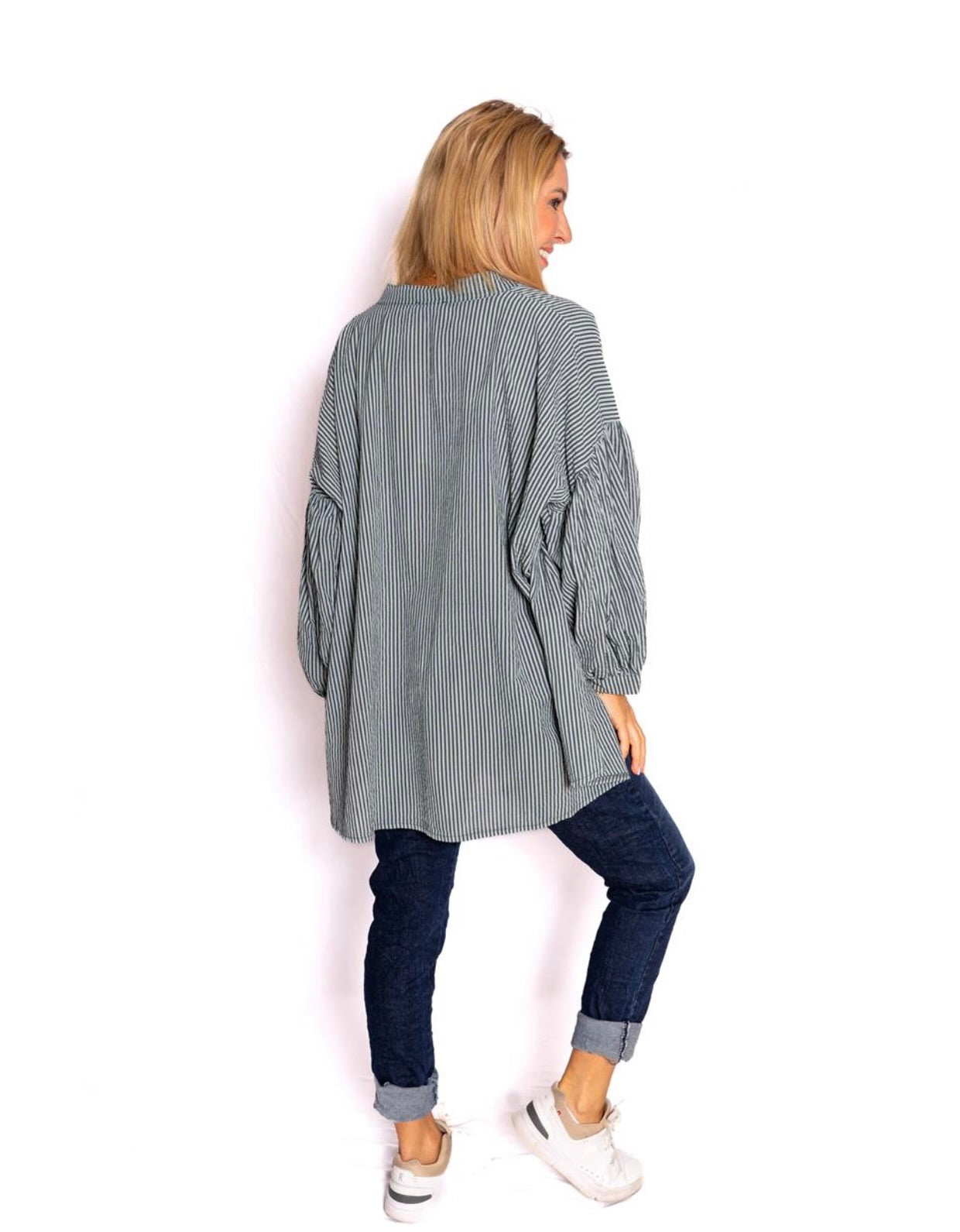 The Italian Closet Berkley Khaki Ballon Sleeve Shirt