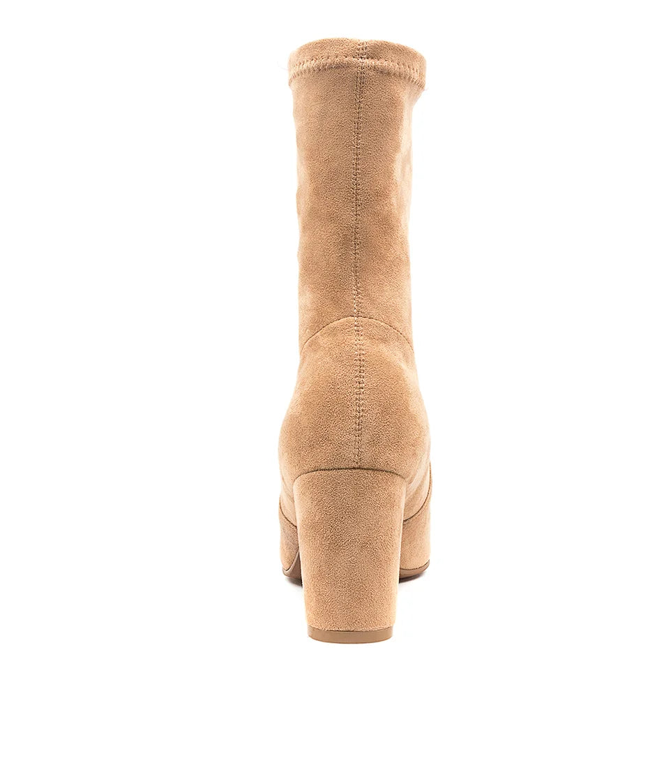 Django & Juliette Nider Sand Microsuede Stretch Boots