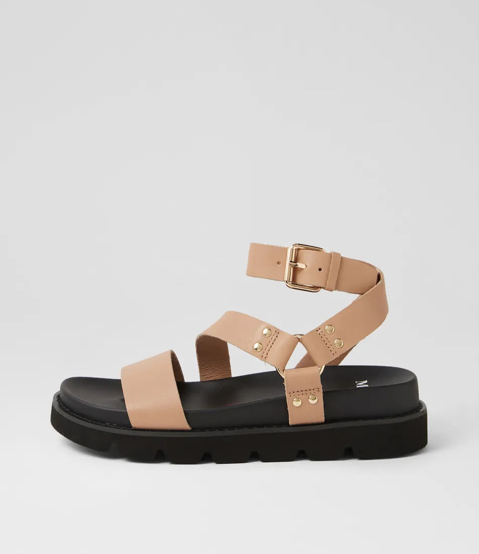 Mollini Nougat Black Leather Sandals