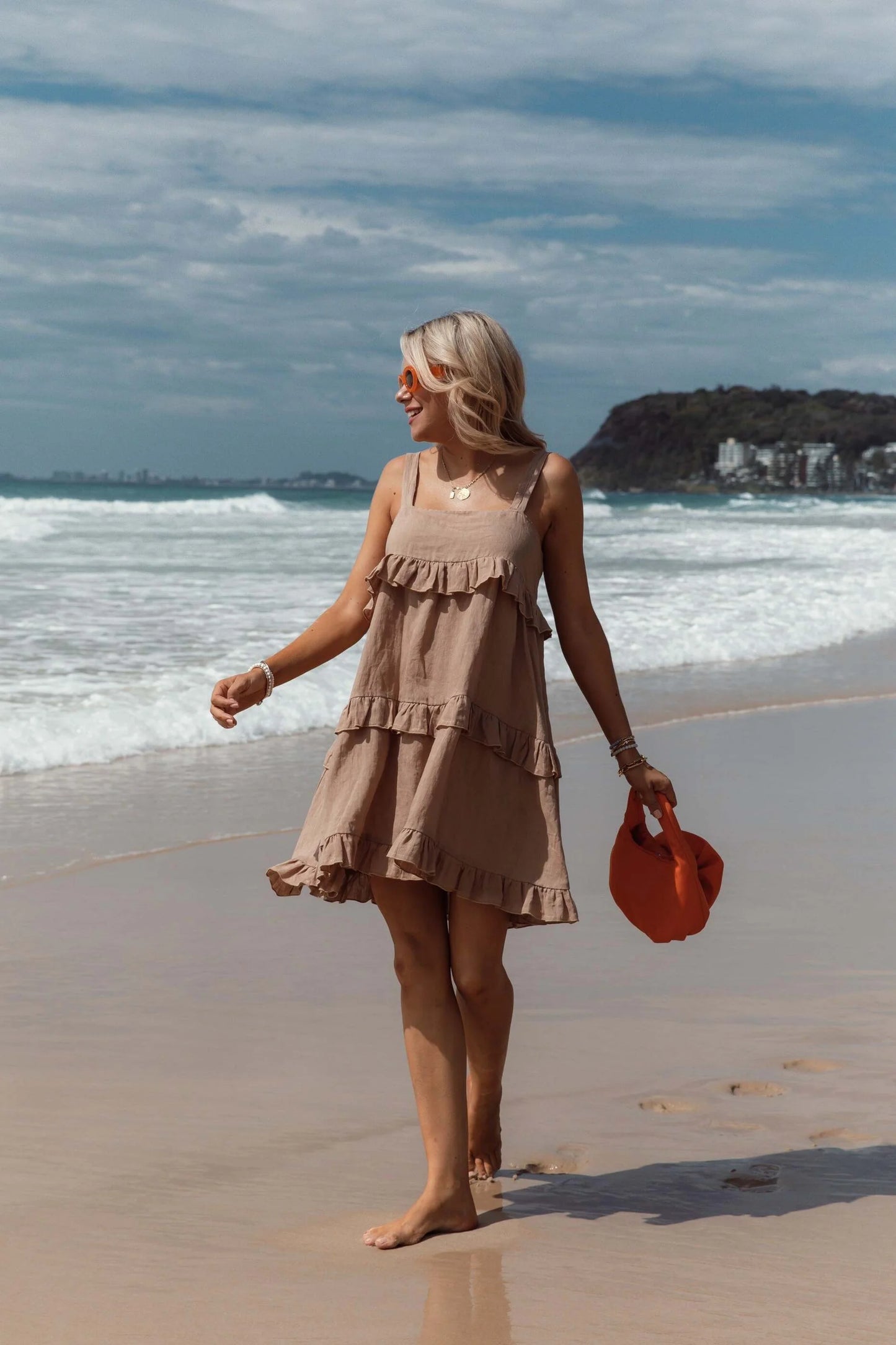 G7 Leonie Keira Linen Dress - Sun Tan