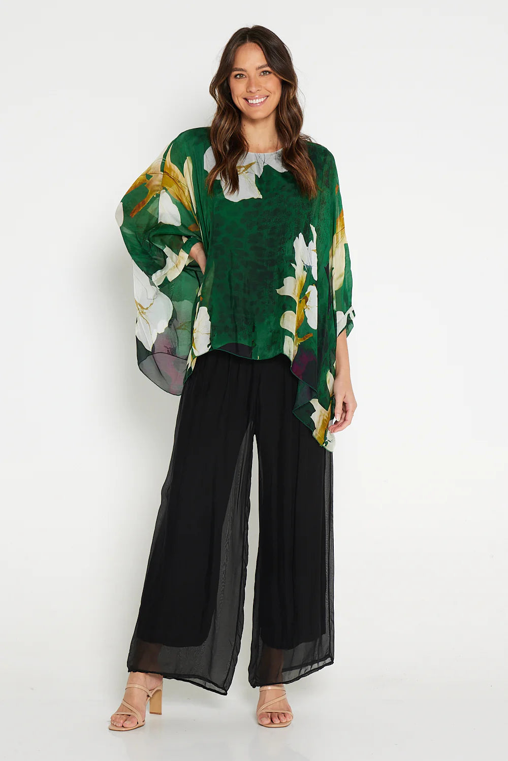 La Strada Arlette Black Silk Pants