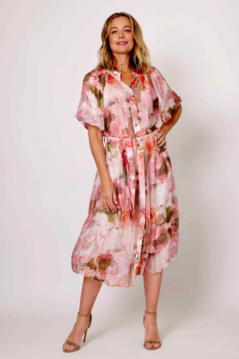 La Strada Amara Pink/Olive Shirt Dress