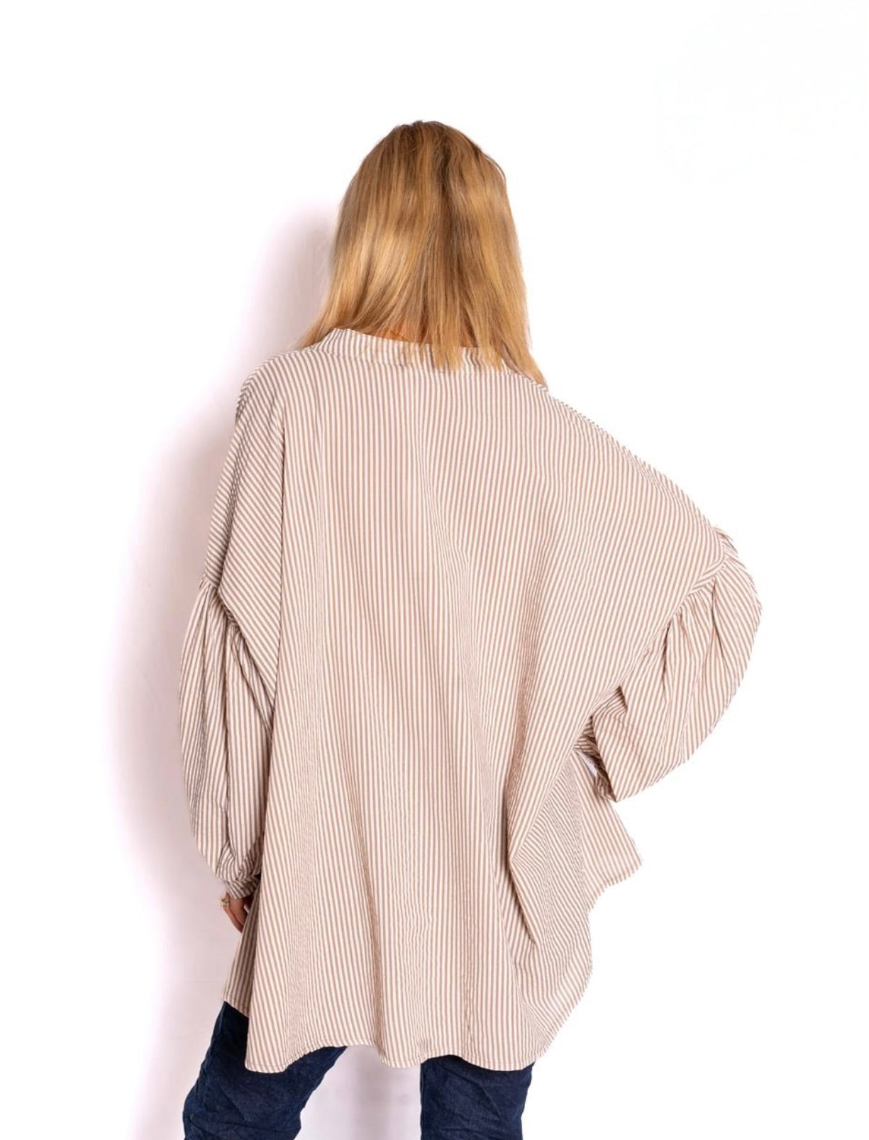 The Italian Closet Berkley Beige Ballon Sleeve Shirt