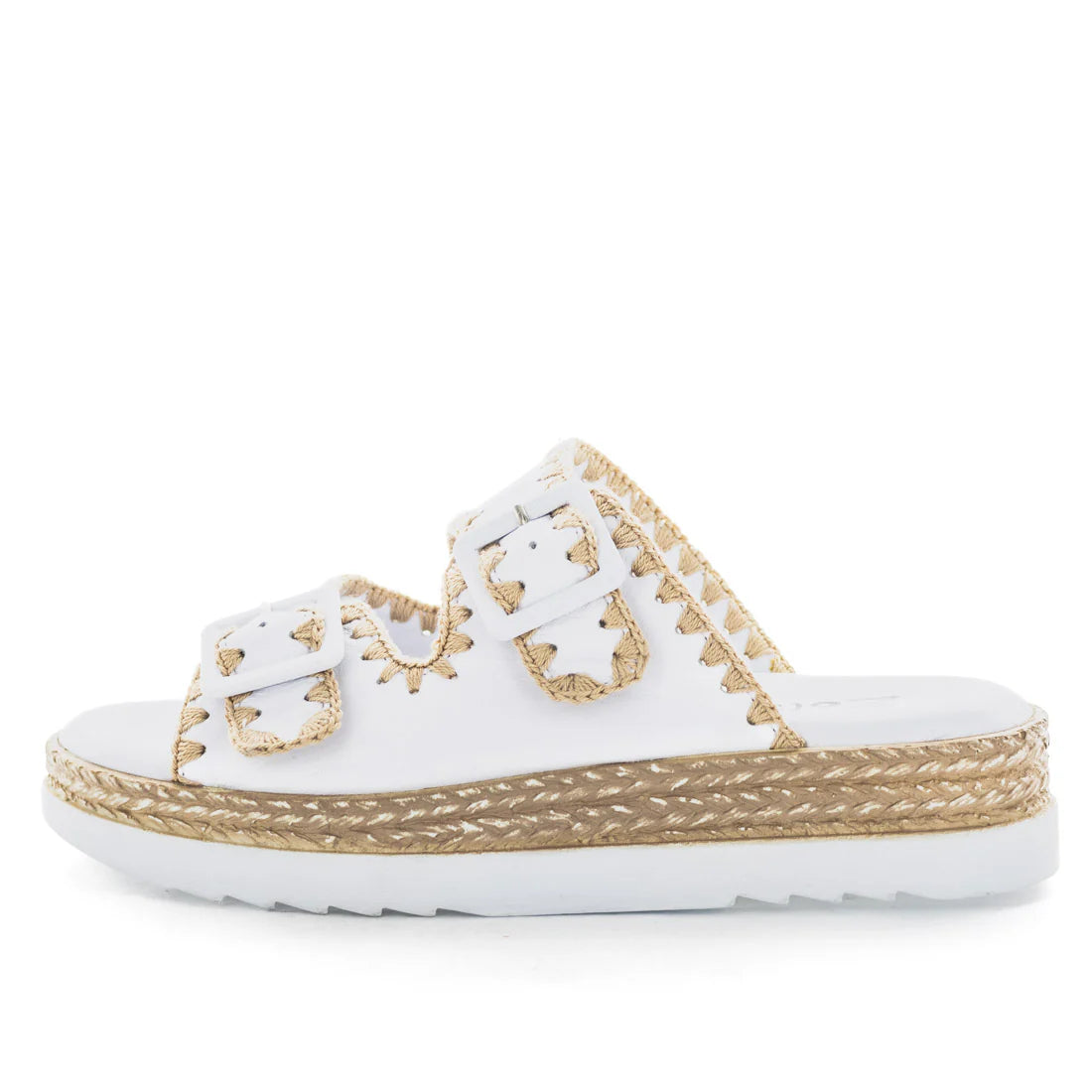 Zola Heidi White Cushioned Leather Slides