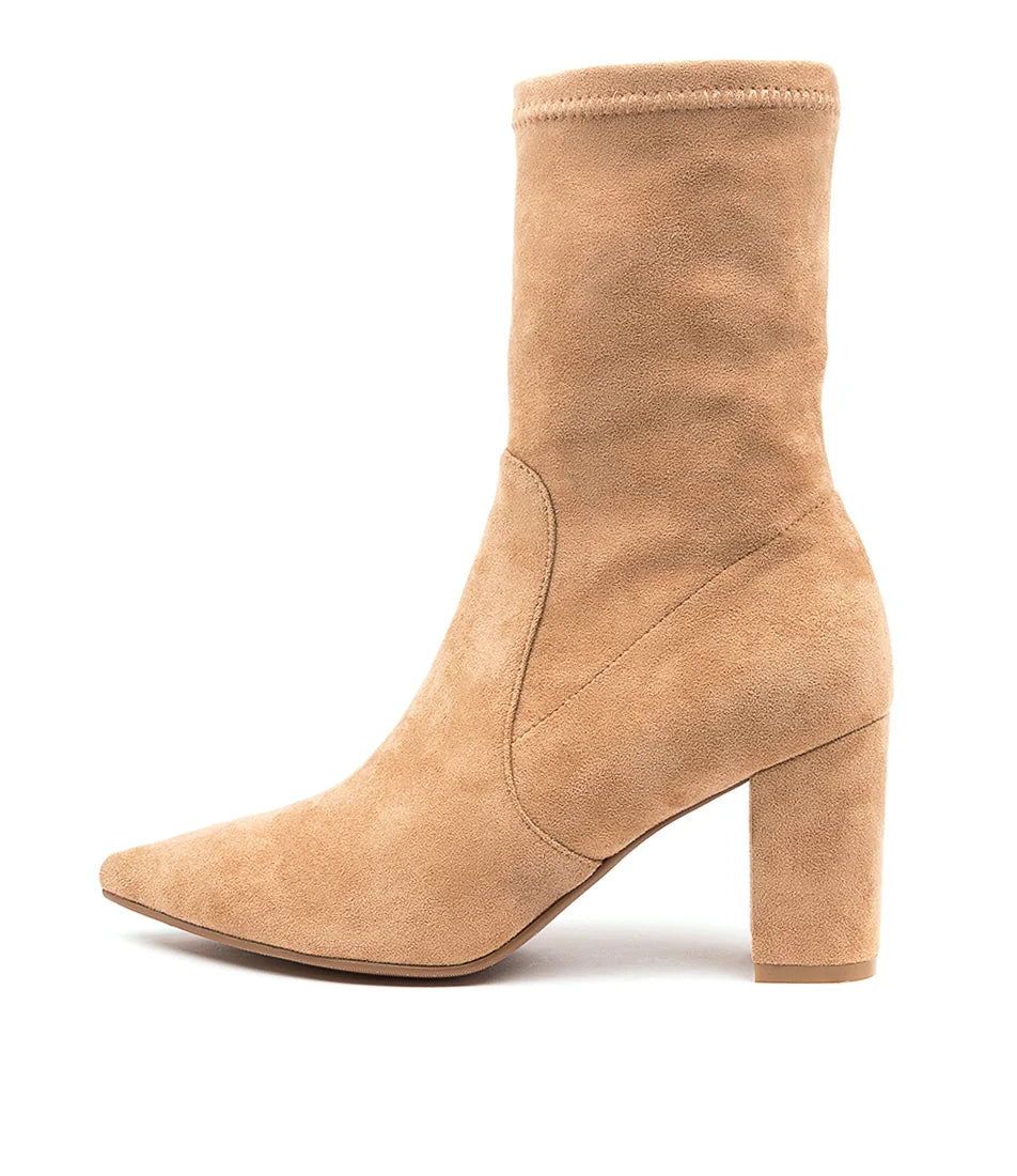 Django & Juliette Nider Sand Microsuede Stretch Boots