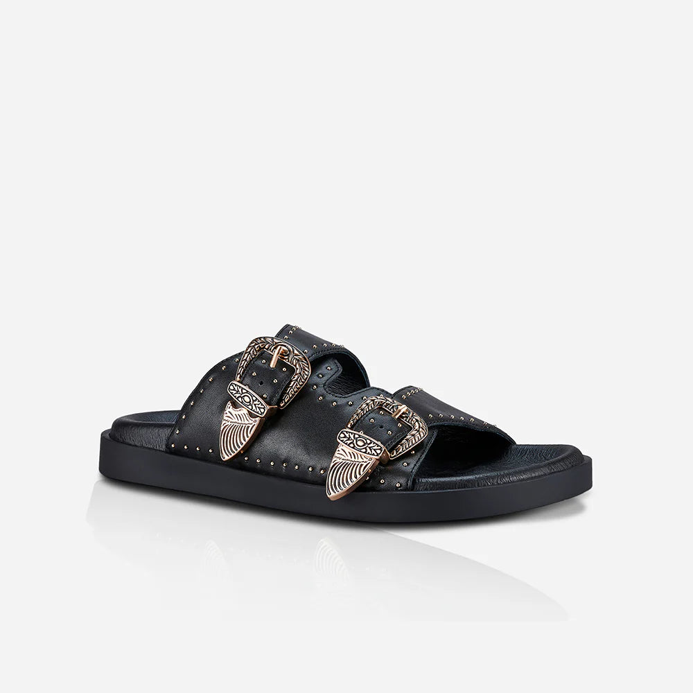 Sol Sana Eastwood Stud Footbed Black/Gold