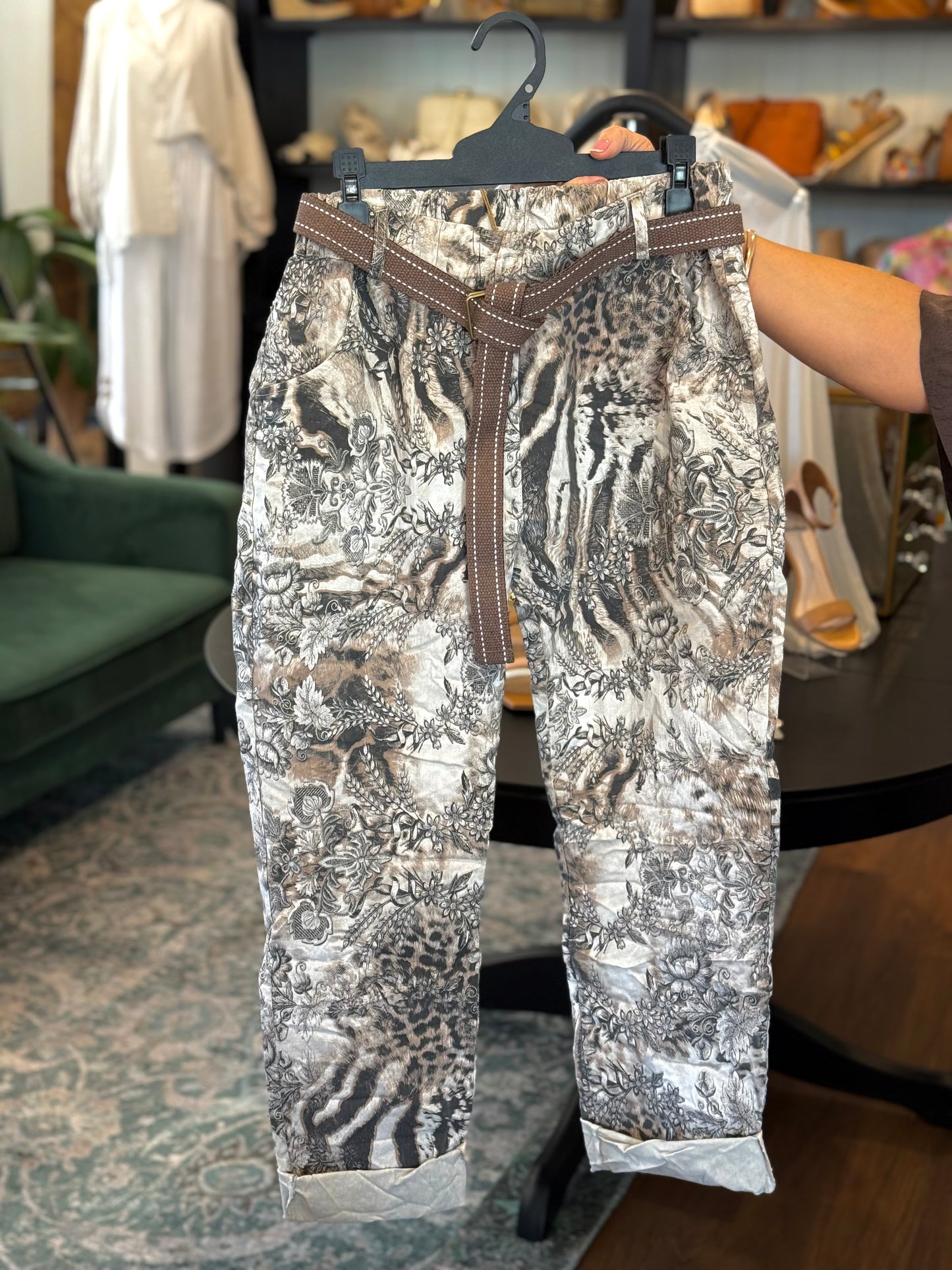 La Strada Brown Belted Pants