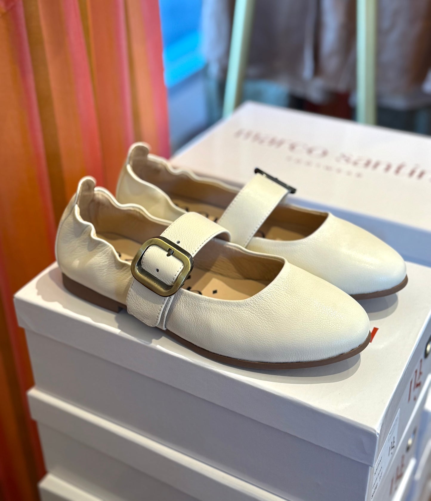 Marco Santini Pickle Ivory Ballet Flats