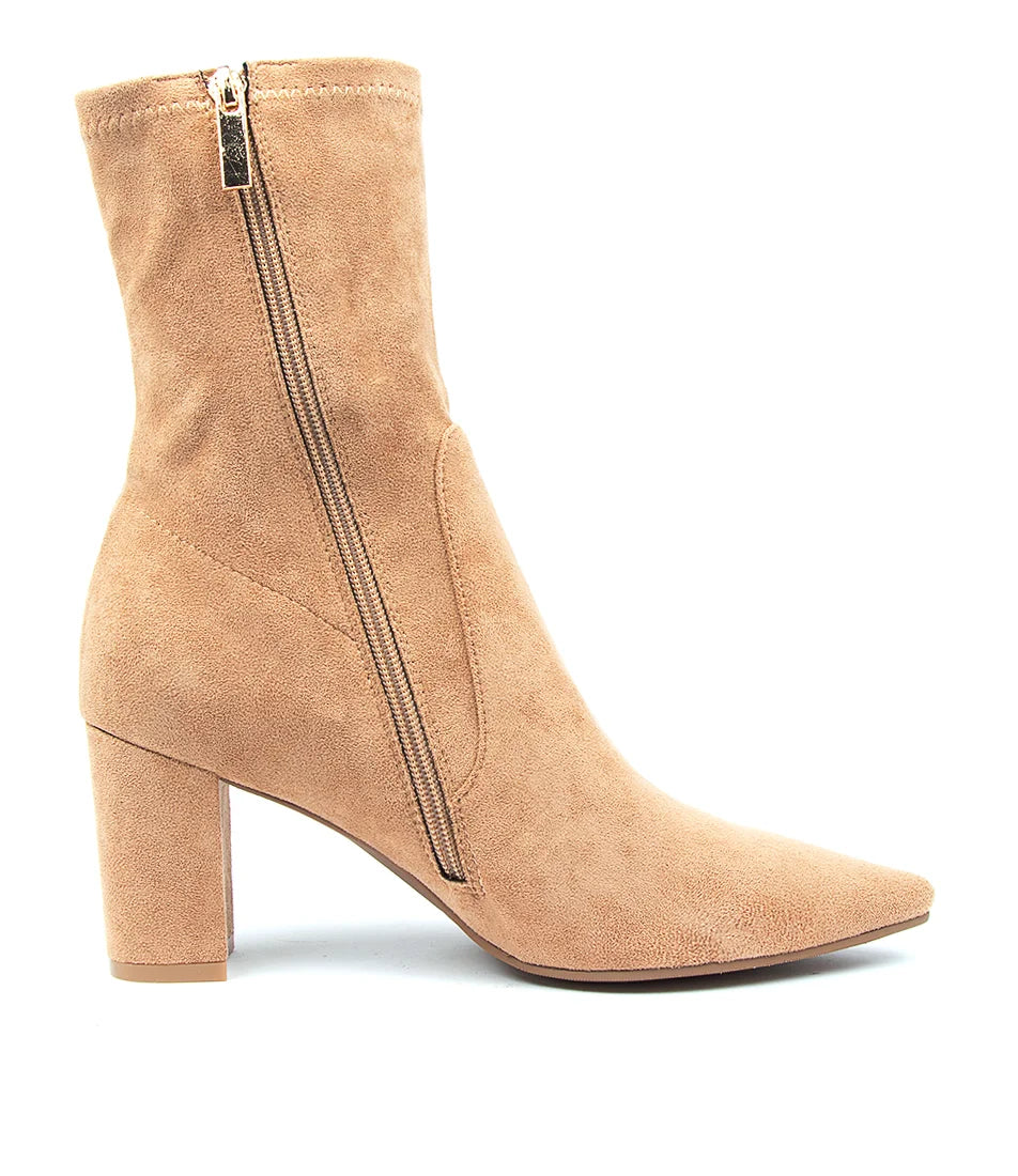 Django & Juliette Nider Sand Microsuede Stretch Boots