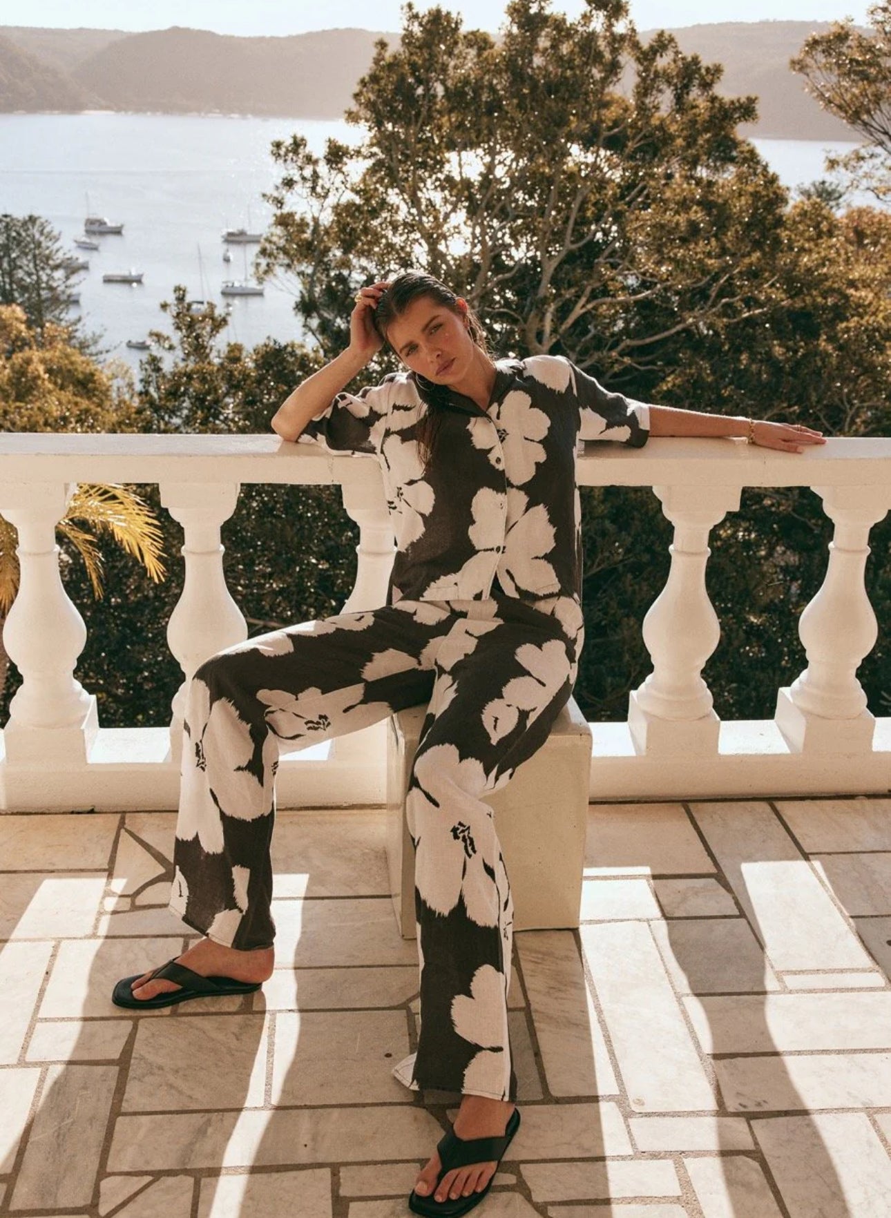 Pippa Ridley Catalina Pant - Charcoal Bloom