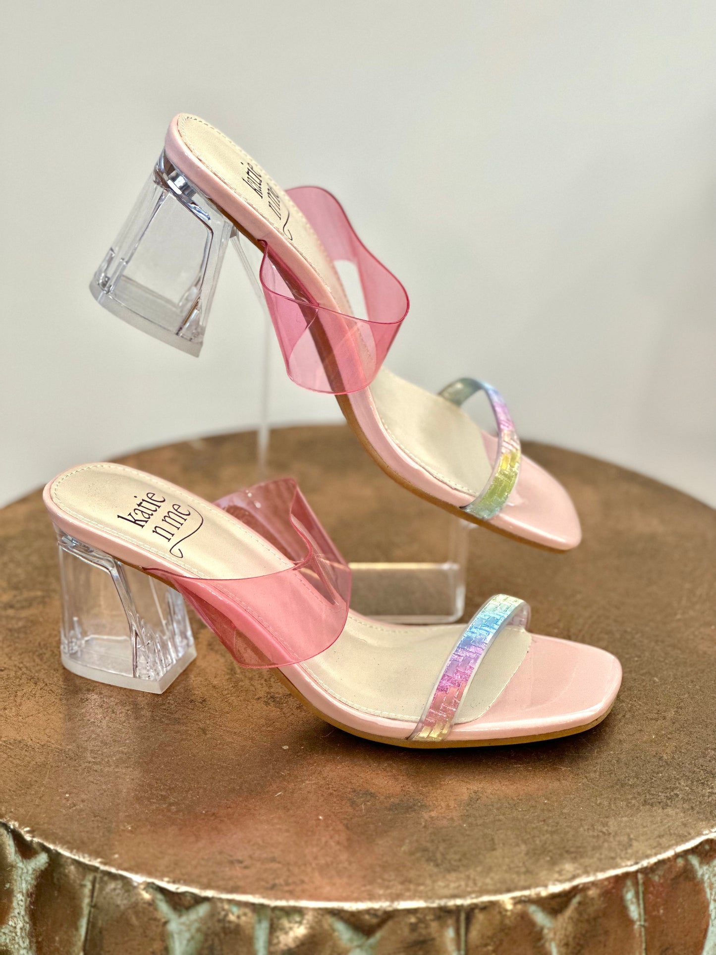 Katie n Me Vogue Rainbow Clear Mule