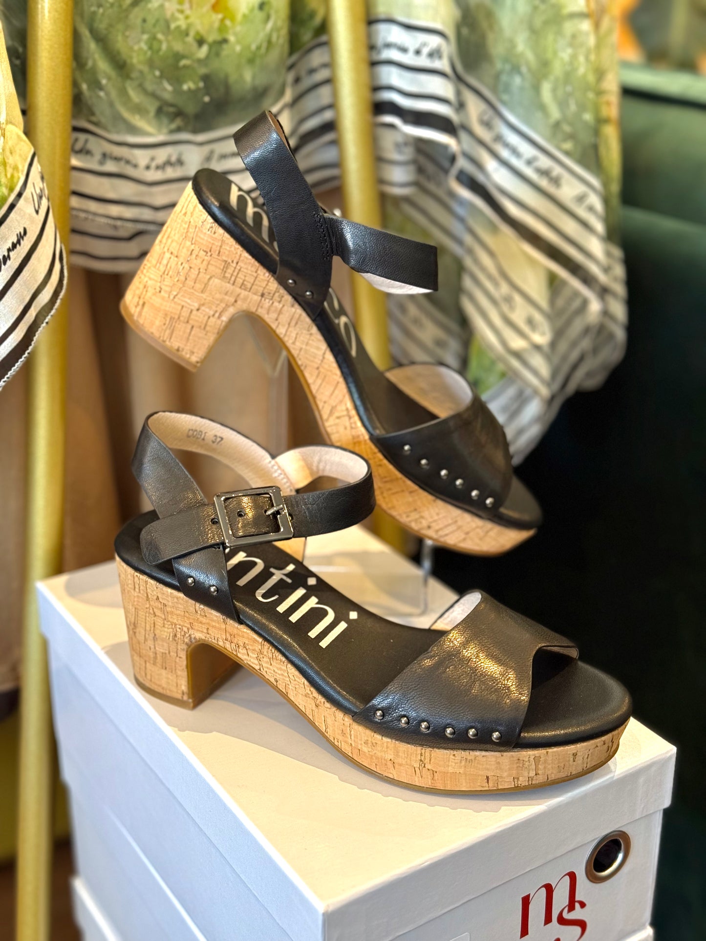 Marco Santini Cobi Black Leather Platform Heels