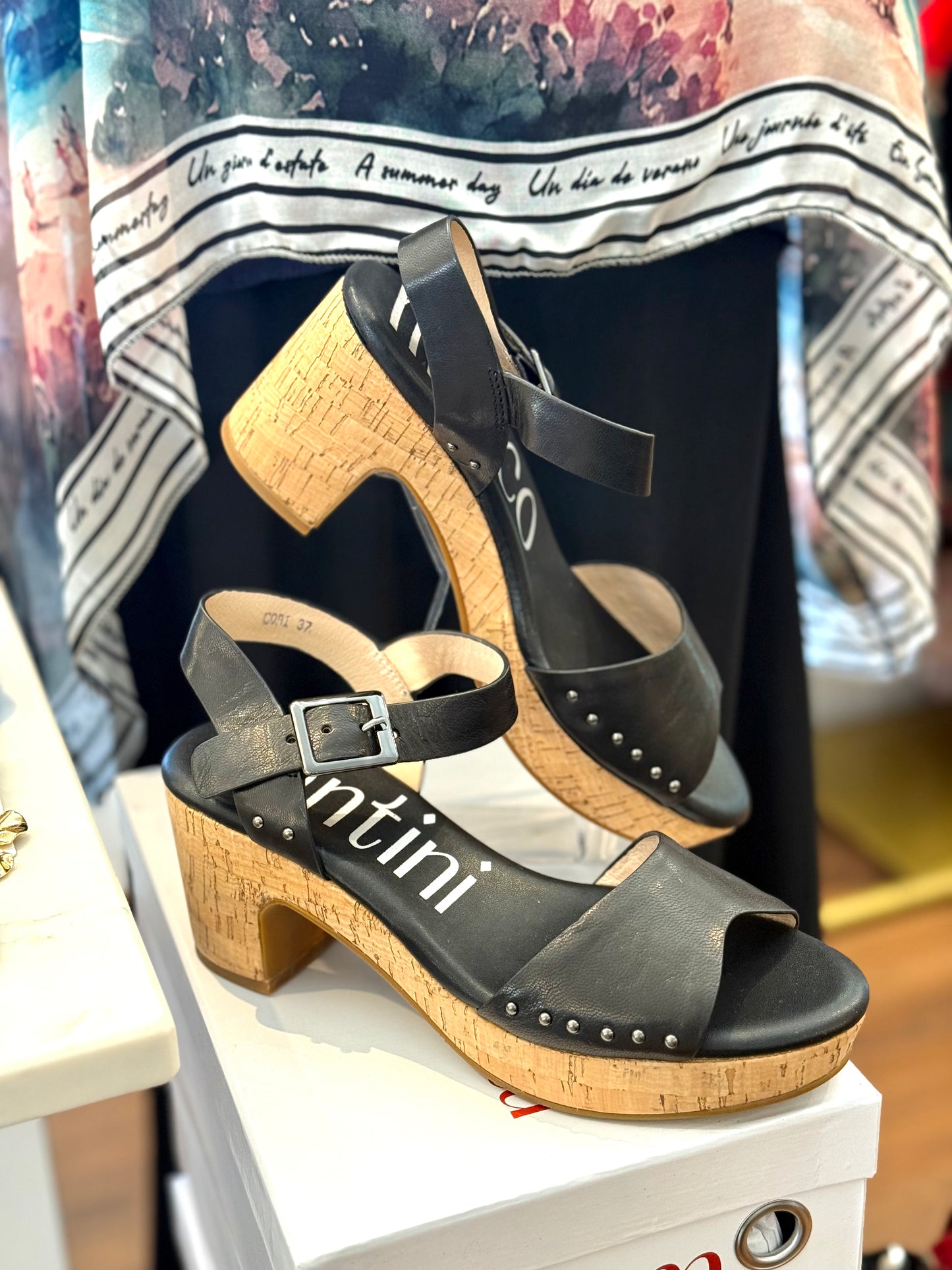 Marco Santini Cobi Black Leather Platform Heels