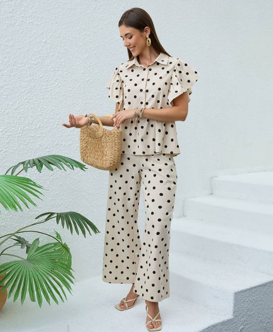 Polka Dot Elastic Waist Pull On Pants by Mutig