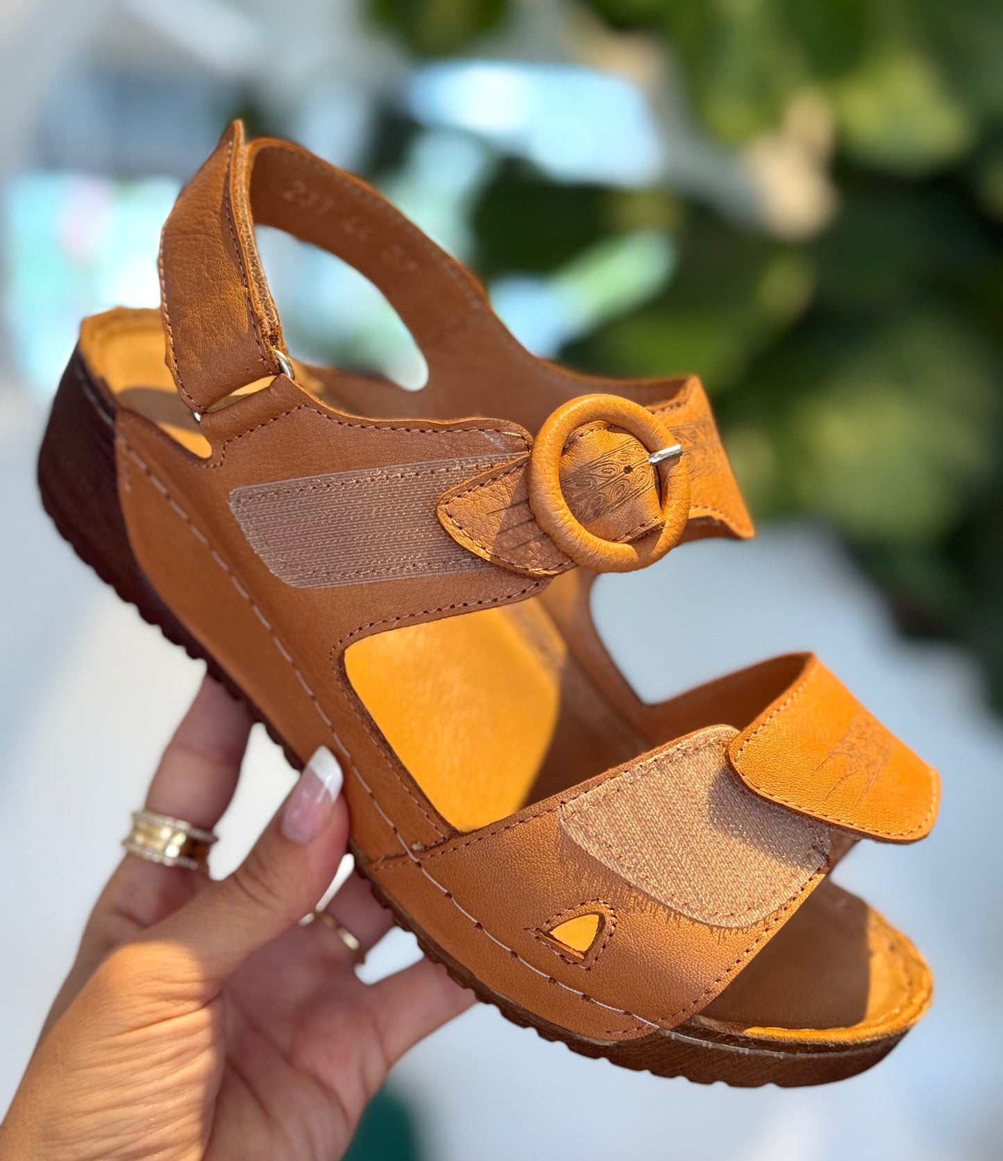 Bonnii Endor Tan Leather Velcro Sandals