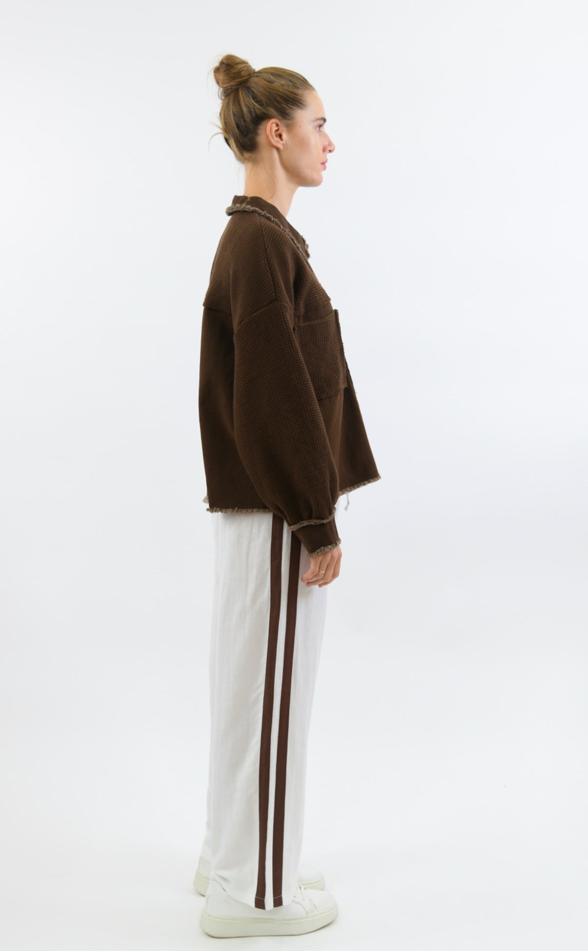 Worthier Chocolate Stripe Linen Pants