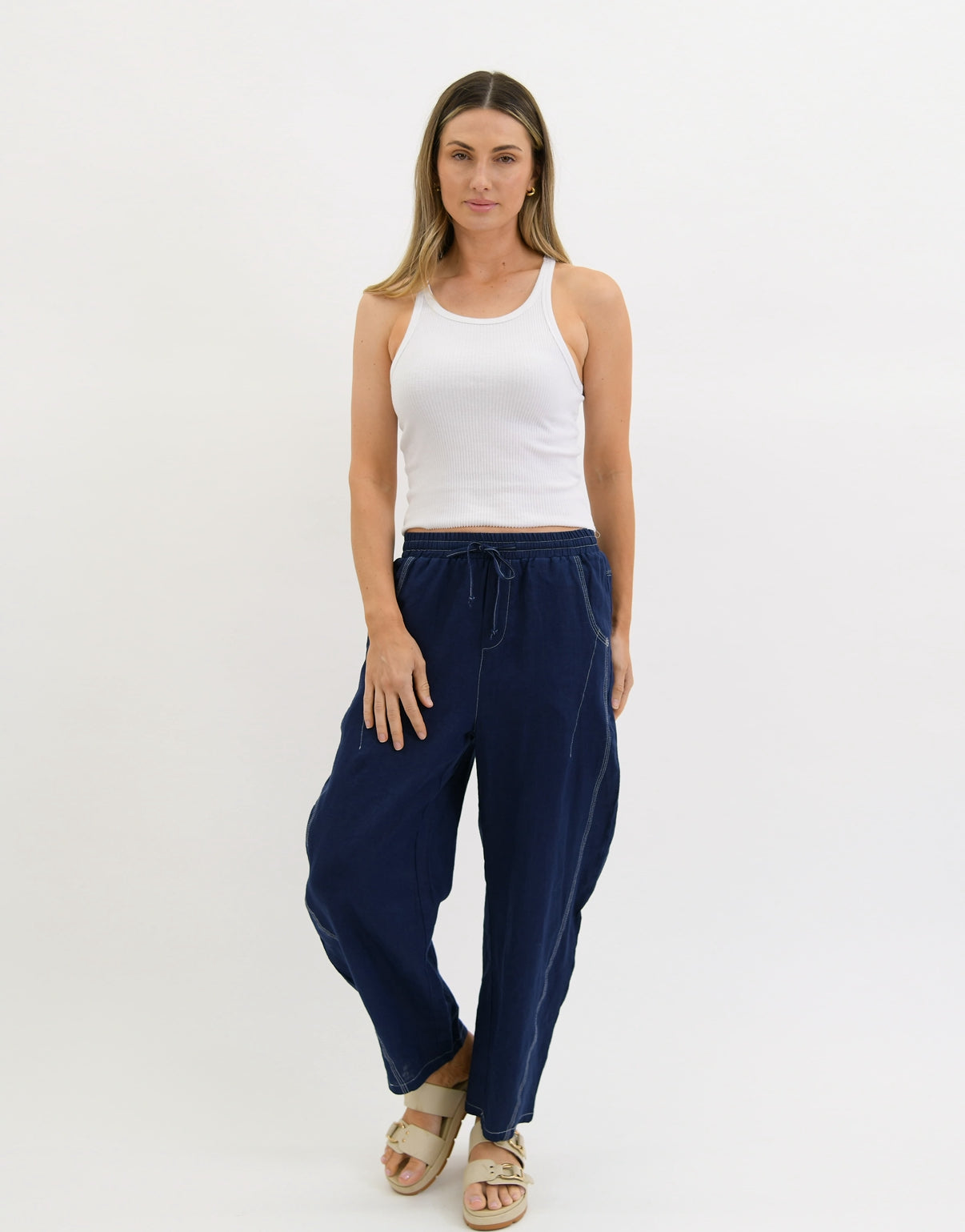 Worthier Drift Navy Linen Pants