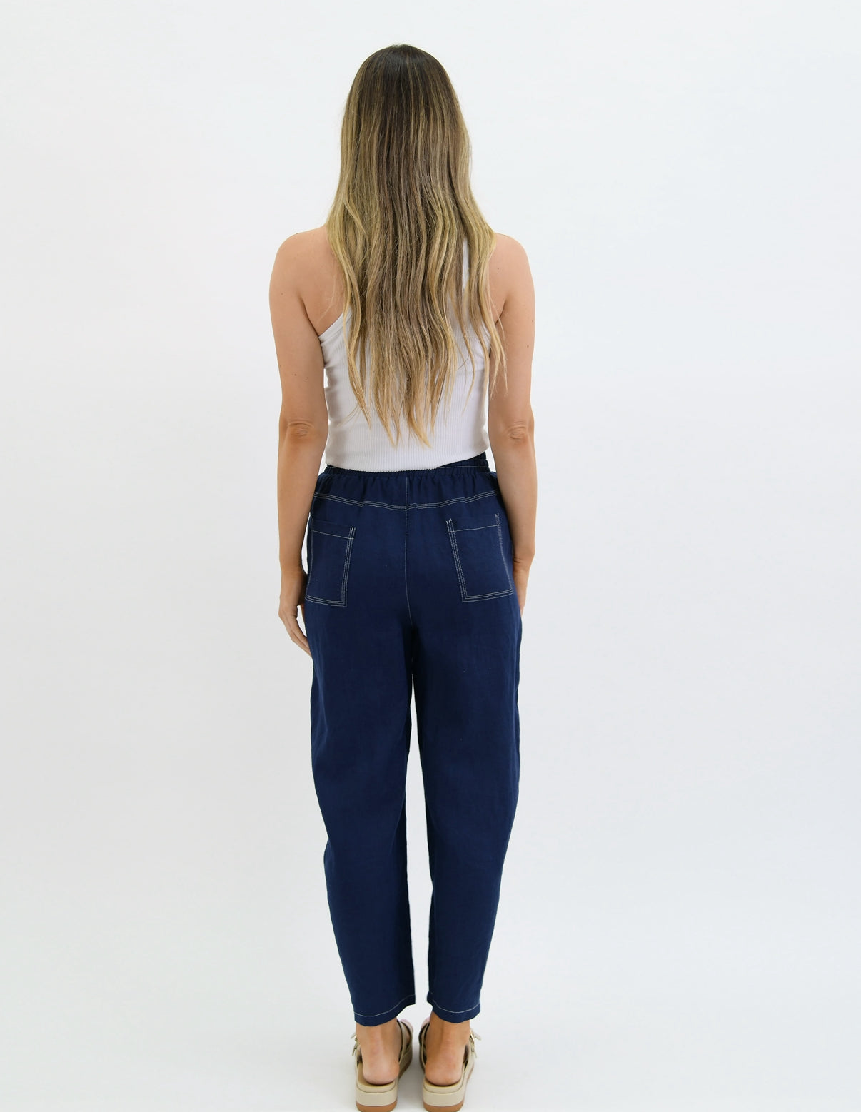 Worthier Drift Navy Linen Pants