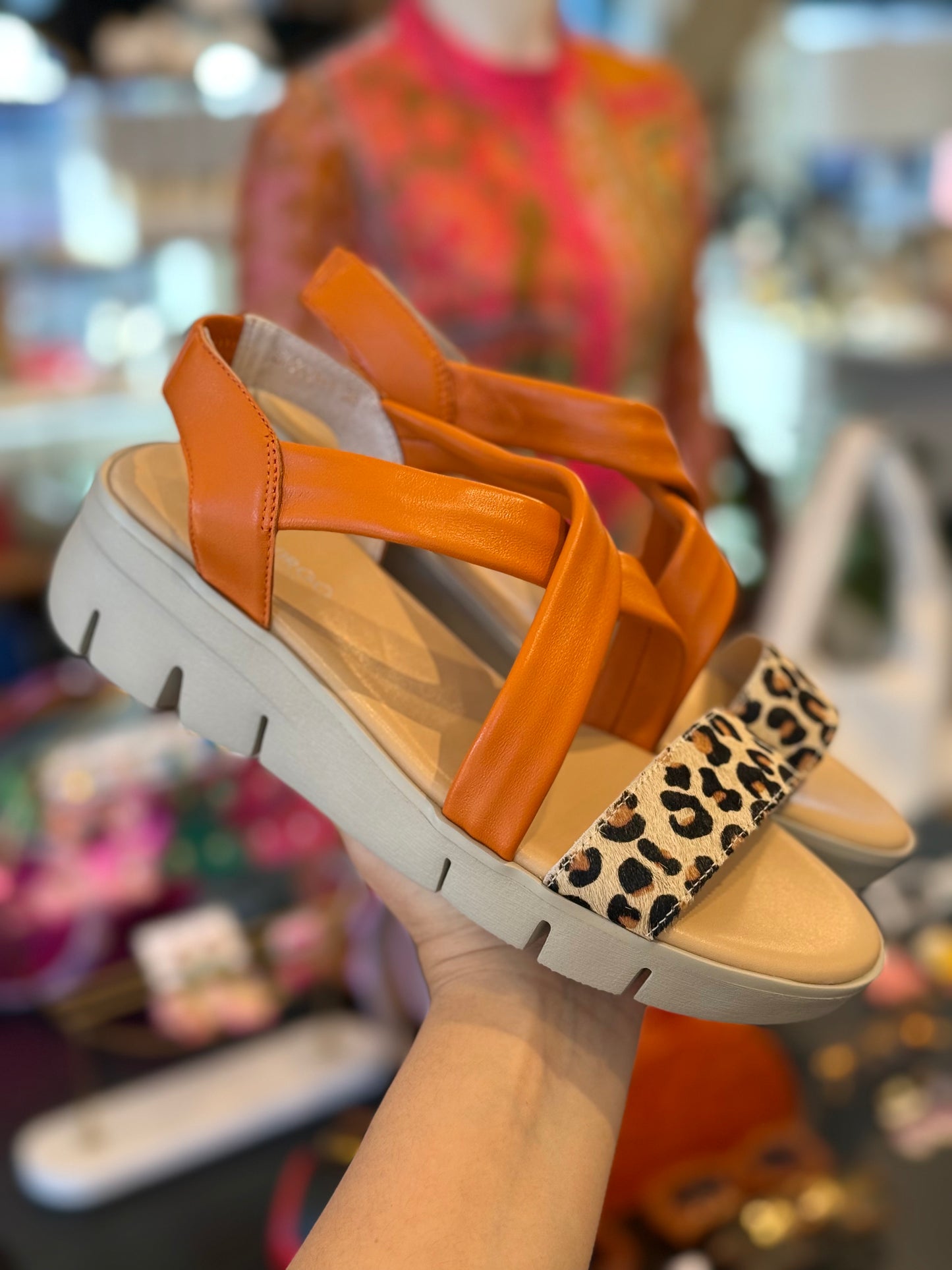 Dolly Virgo Orange Leopard Sandal