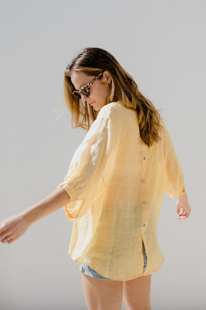 Worthier Aurora Light Yellow Linen Button Shirt