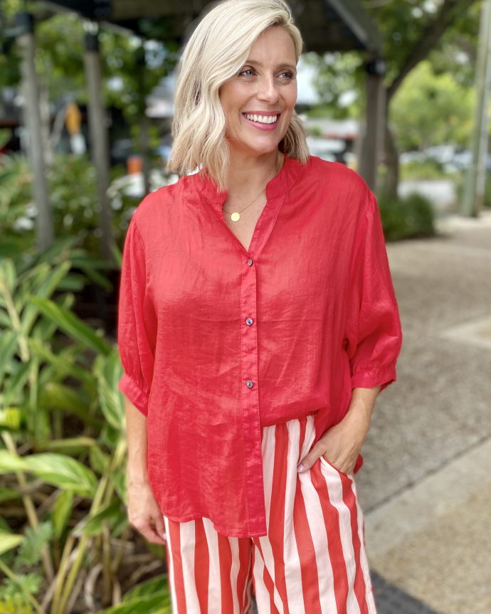 Worthier Aurora Red Button Shirt