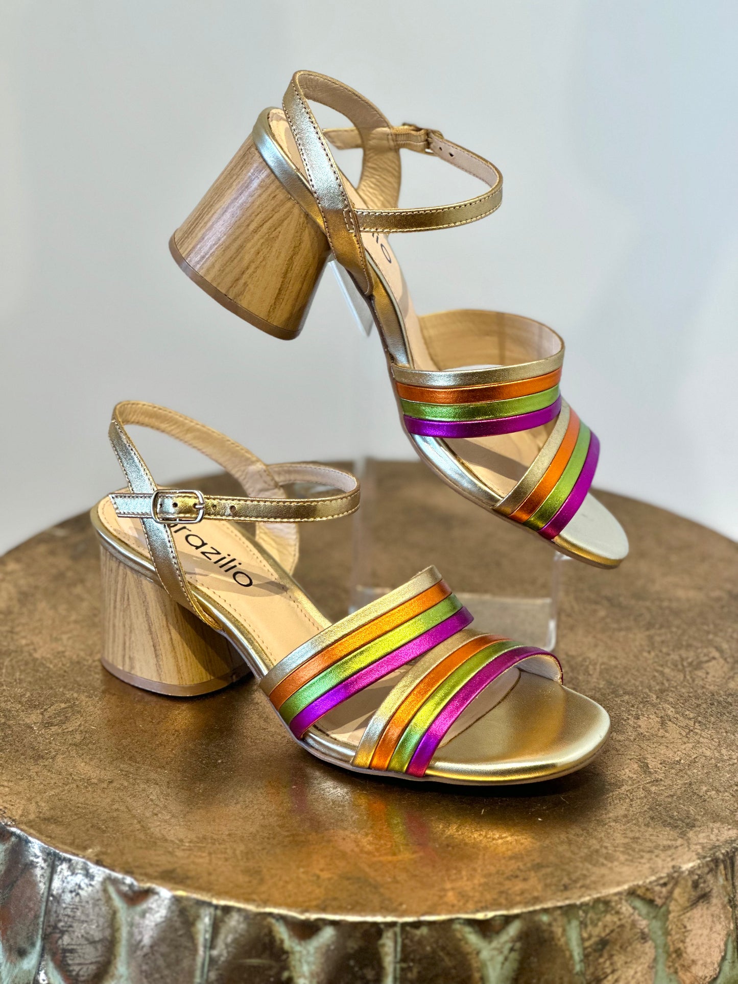 Brazilio Metal Rainbow & Gold Heels
