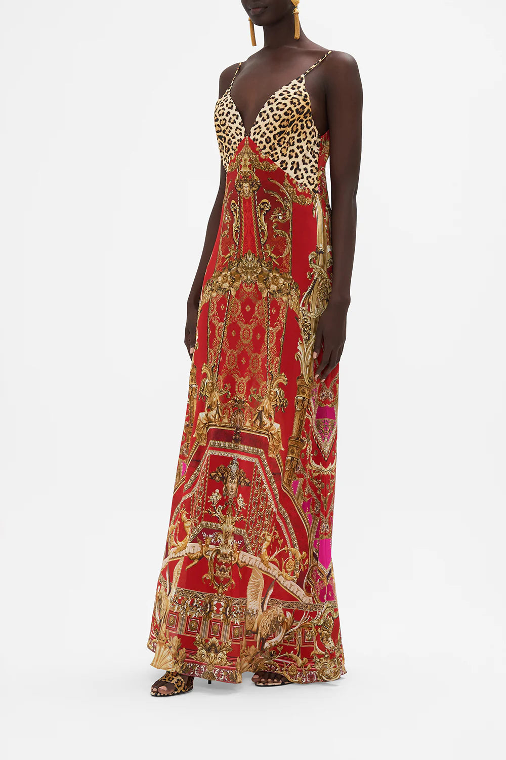 Camilla Sweet Soprano V Neck Full Length Bias Slip Dress