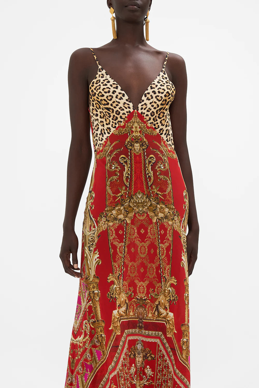 Camilla Sweet Soprano V Neck Full Length Bias Slip Dress
