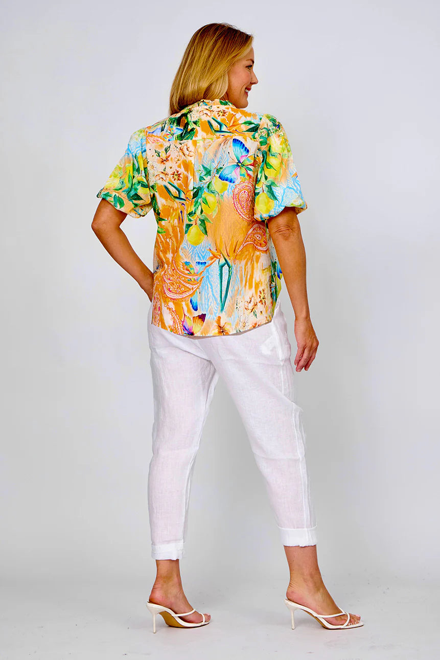 La Strada Tropical Cotton Frill Top