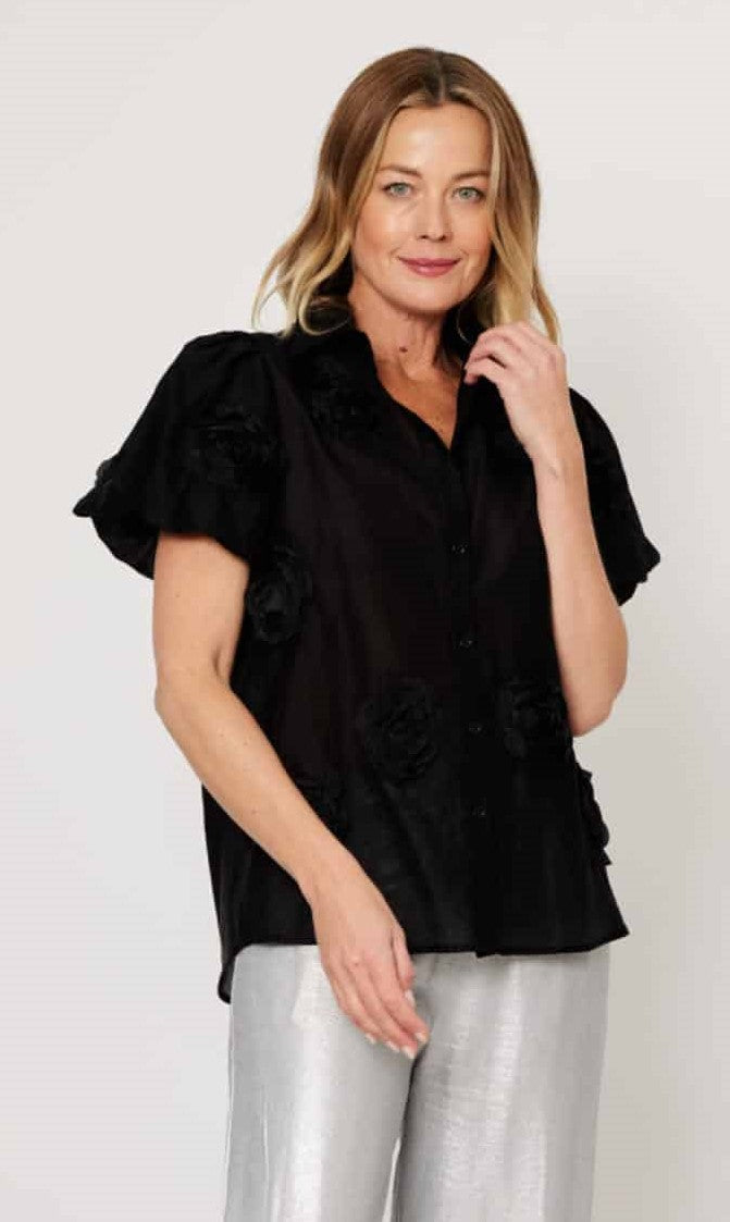 La Strada Black Rosa Top
