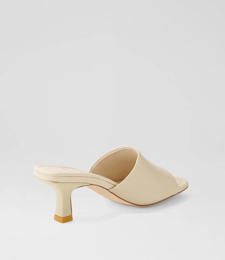 Mollini Minimal Cream Leather Mules