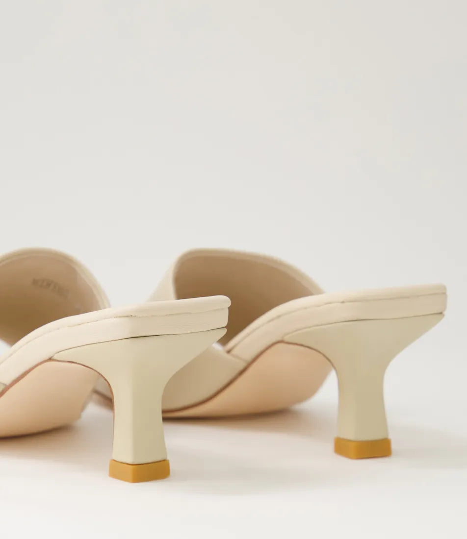 Mollini Minimal Cream Leather Mules