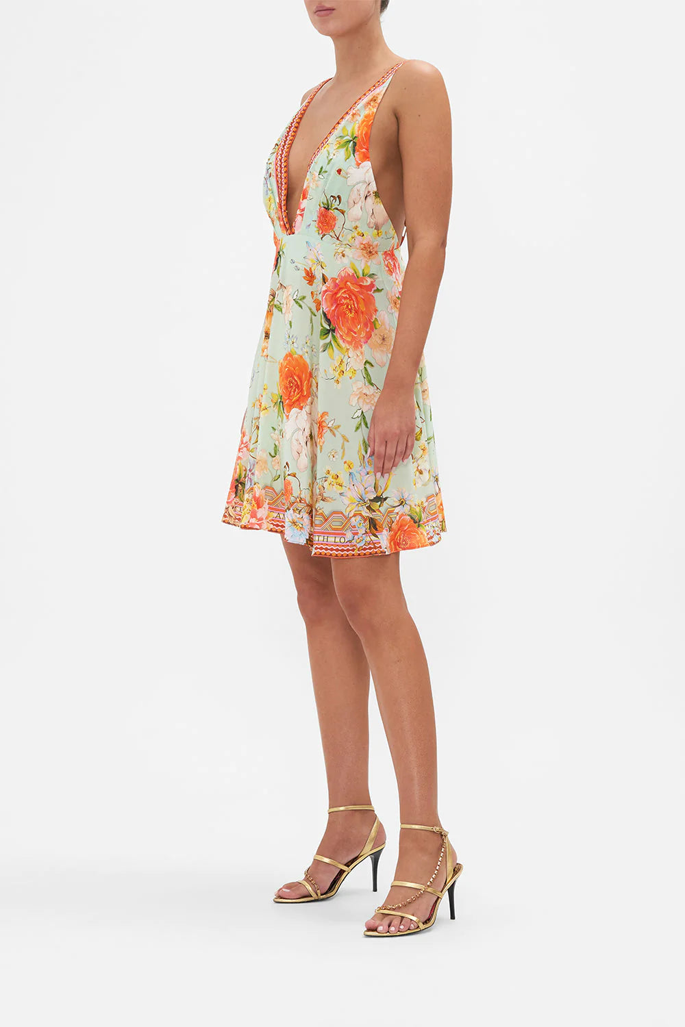 Camilla Talk The Walk Plunge Neck Mini Dress