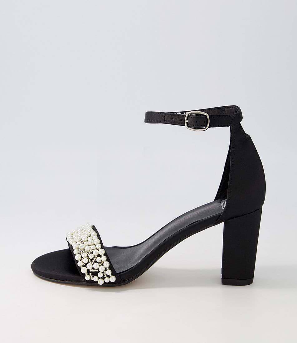 Mollini Guest Black Satin Pearl Heels