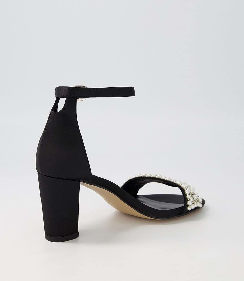 Mollini Guest Black Satin Pearl Heels